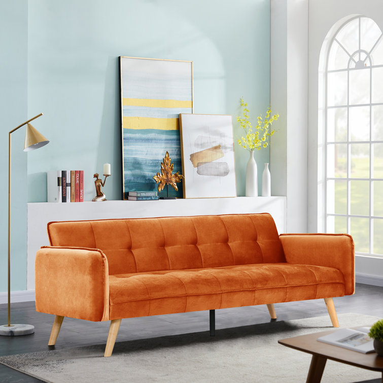 Orange store futon couch